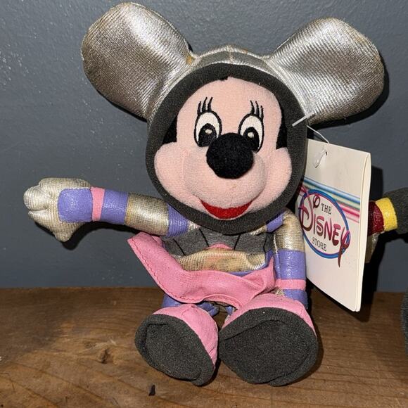 Vintage The Disney Store spaceman Mickey and spaceman Minnie bean bags flawed - Picture 2 of 10